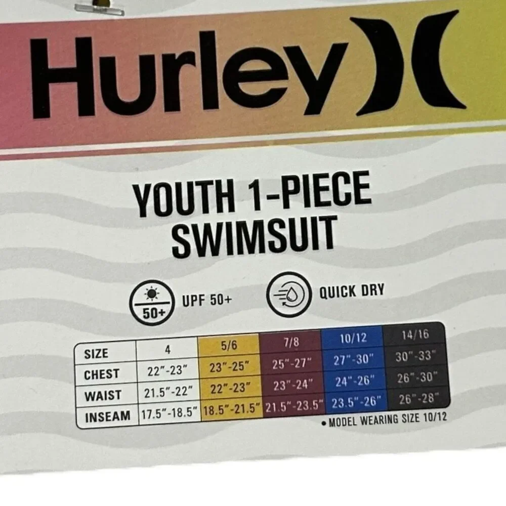 Hurley Girl's One Piece Open Mid Drift Ribbed Swimsuit Size 5/6